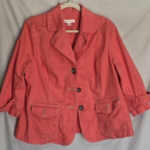 Coldwater Creek Women's Spring Jacket Womens Plus Size 18 Coral Pink Color
